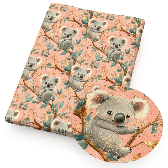 Koala Smooth Printed Faux Leather Sheet FeeFiFauxLeather