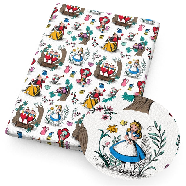 Alice and Wonderland Printed Fabric FeeFiFauxLeather