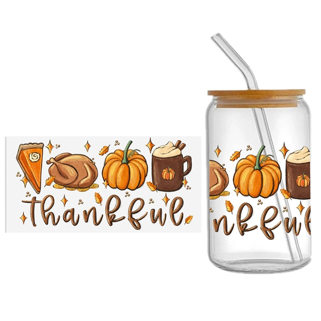 Fall Thanksgiving UV DTF Cup Wrap – Easy Cup Wrap for Tumblers & Projects FeeFiFauxLeather