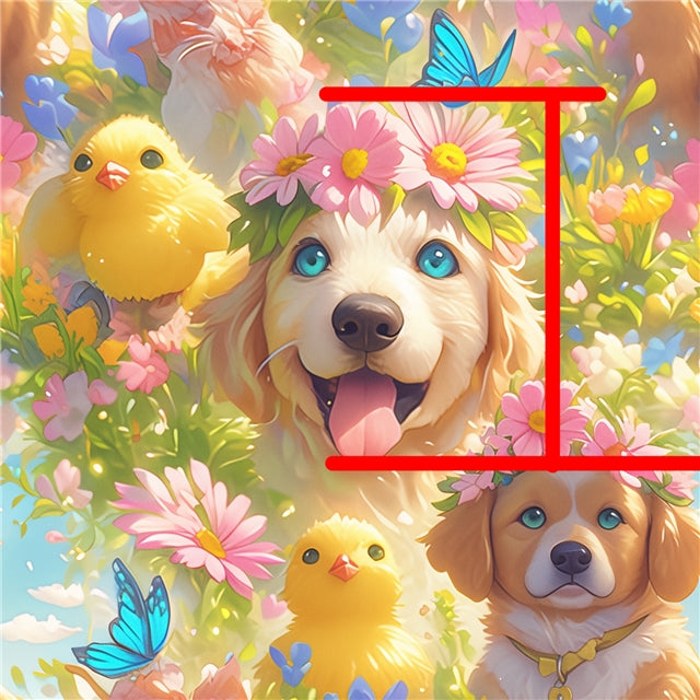 Dogs Flowers Easter Smooth Printed Faux Leather Sheet FeeFiFauxLeather