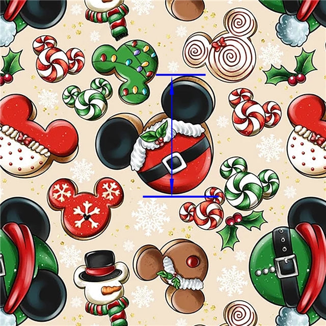 Mouse Christmas Printed Textured Liverpool/ Bullet Fabric FeeFiFauxLeather