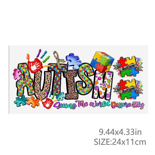 Autism UV DTF Cup Wrap – Awareness Tumbler Wrap for DIY Drinkware FeeFiFauxLeather