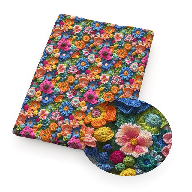 Floral Flowers Smooth Printed Faux Leather Sheet FeeFiFauxLeather
