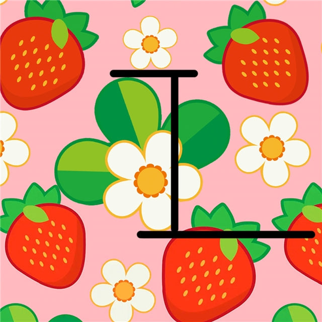 Strawberries and Daisies Smooth Printed Faux Leather Sheet FeeFiFauxLeather