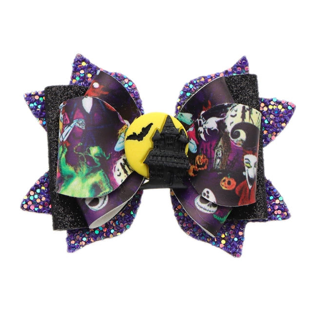 Nightmare Before Christmas Printed Faux Leather Pre-Cut Bow Includes Centerpiece