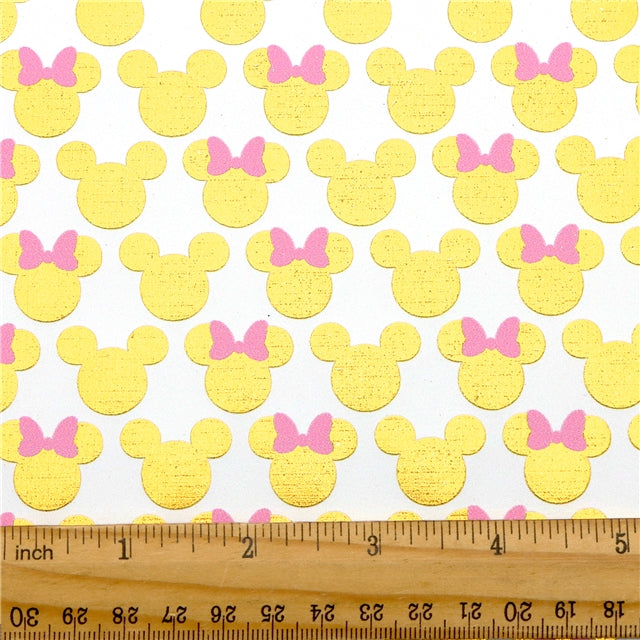 Mouse Gold Foil Printed Faux Leather Sheet Bright colors FeeFiFauxLeather