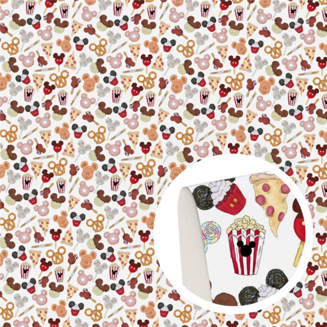 Mouse Snacks Litchi Printed Faux Leather Sheet FeeFiFauxLeather