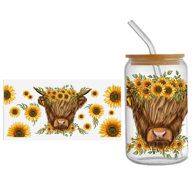 Cow UV DTF Glass Can Wrap FeeFiFauxLeather