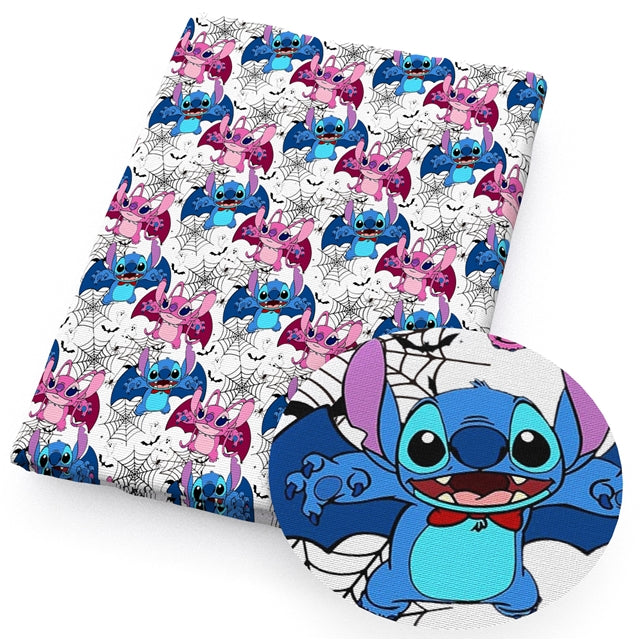 Blue Alien Halloween Litchi Faux Leather Sheet FeeFiFauxLeather