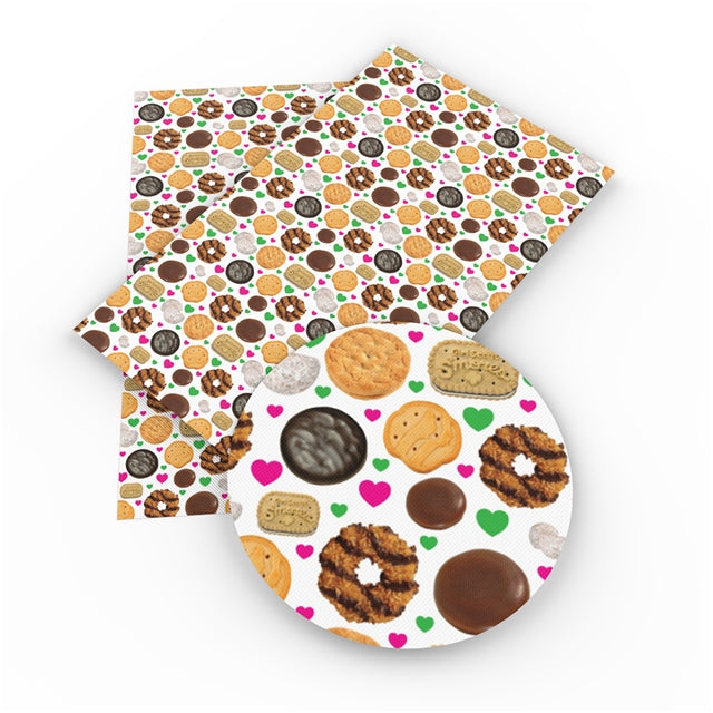 Girl Scout Cookies Glitter Printed See Through Sheet Clear Transparent Sheet FeeFiFauxLeather