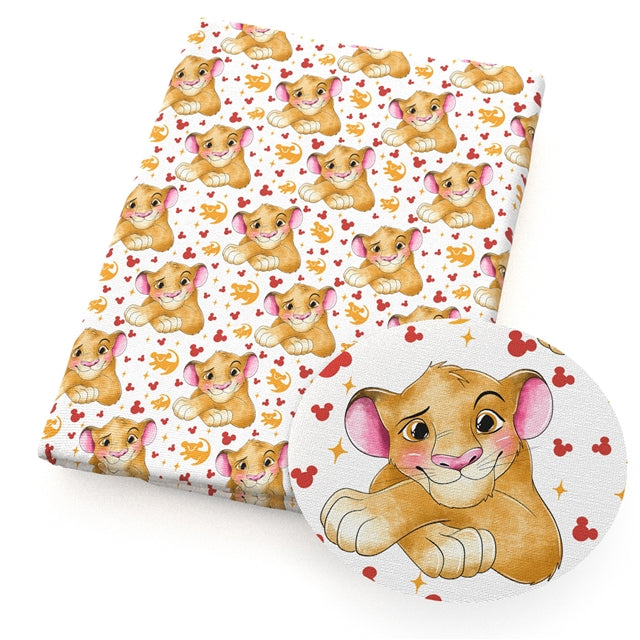 The Lion King Printed Faux Leather Sheet Litchi has a pebble like feel with bright colors FeeFiFauxLeather