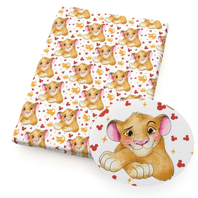 The Lion King Printed Faux Leather Sheet Litchi has a pebble like feel with bright colors