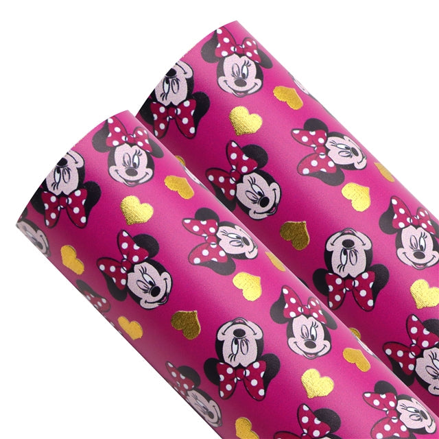 Mouse Gold Foil Printed Faux Leather Sheet Bright colors FeeFiFauxLeather