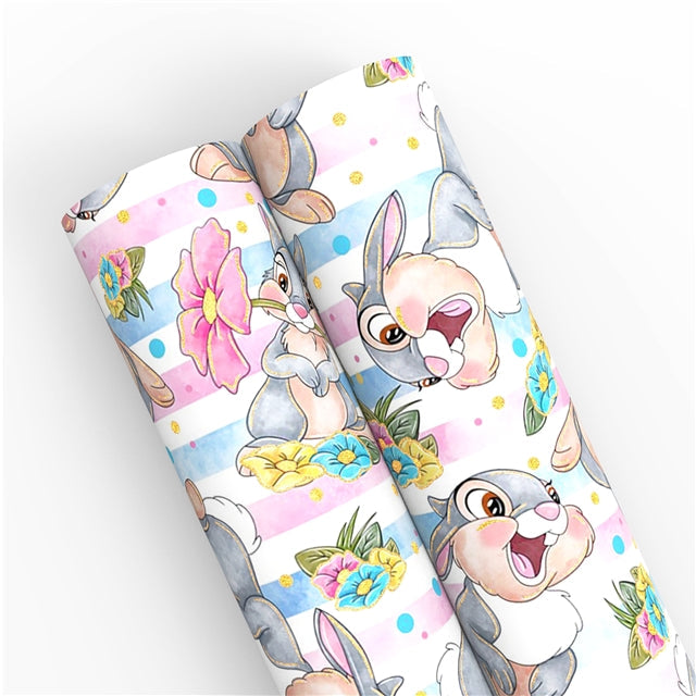 Thumper Easter Gold Foil Printed Faux Leather Sheet Bright colors FeeFiFauxLeather