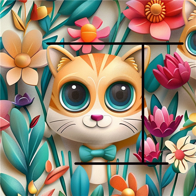 Cat Flowers Textured Liverpool/ Bullet Fabric FeeFiFauxLeather