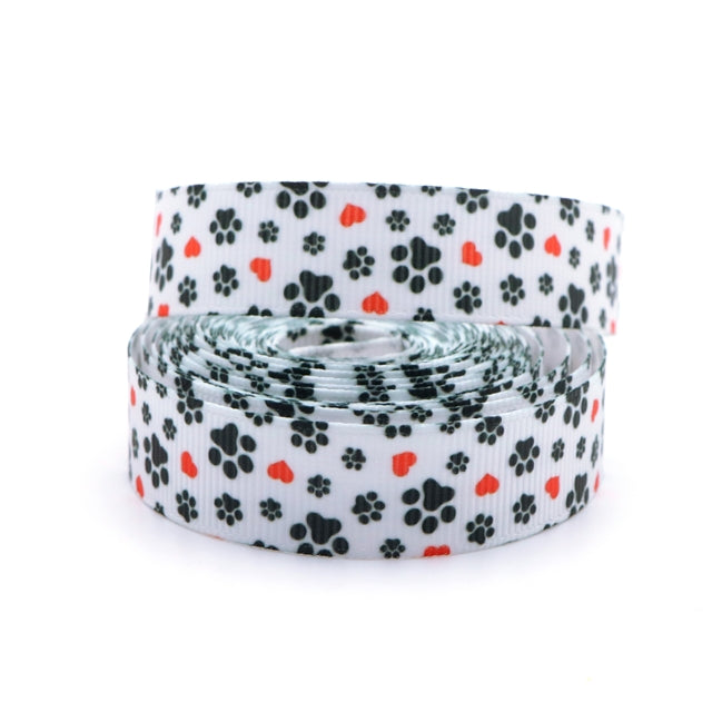 Paw Prints 1 Yard Printed Grosgrain Ribbon FeeFiFauxLeather