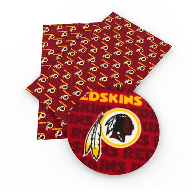 Redskins Football Litchi Printed Faux Leather Sheet Litchi has a pebble like feel with bright colors