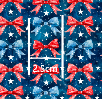 Bows Red White and Blue Smooth Printed Faux Leather Sheet FeeFiFauxLeather