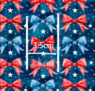 Bow Red White and Blue Textured Liverpool/ Bullet Fabric FeeFiFauxLeather