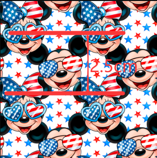 Mouse July 4th Red, White and Blue Printed Faux Leather Sheet FeeFiFauxLeather