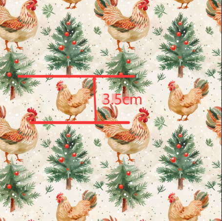 Chicken Christmas Textured Liverpool/ Bullet Fabric FeeFiFauxLeather