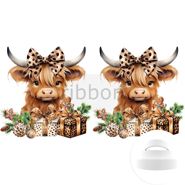 Christmas Cow 1 Yard Printed Grosgrain Ribbon FeeFiFauxLeather