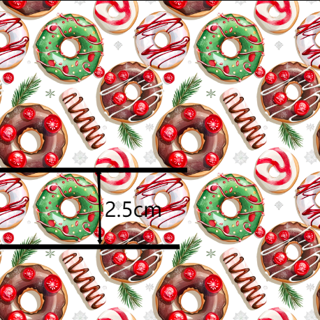 Christmas Donuts Smooth Printed Faux Leather Sheet FeeFiFauxLeather
