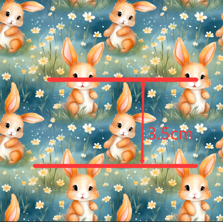 Bunny Rabbits Printed Smooth Faux Leather Sheet FeeFiFauxLeather