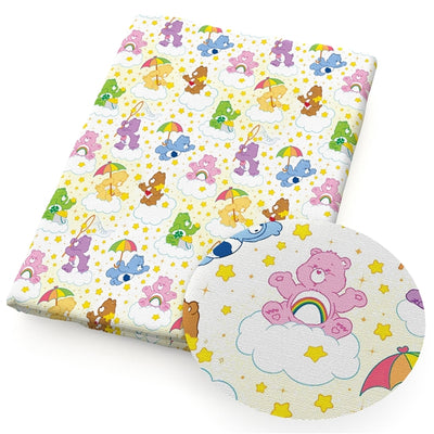 Care Bears Litchi Printed Faux Leather Sheet Litchi has a pebble like feel with bright colors