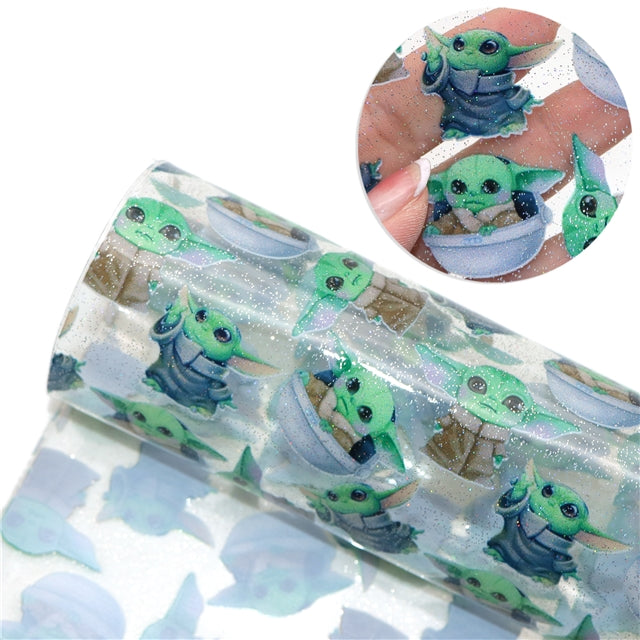 Baby Yoda Printed See Through Sheet  Clear Transparent Sheet FeeFiFauxLeather