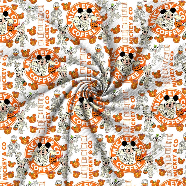 Mouse Coffee Halloween Textured Liverpool/ Bullet Fabric FeeFiFauxLeather