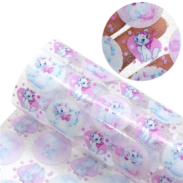 Marie Cat Printed See Through Sheet  Clear Transparent Sheet FeeFiFauxLeather