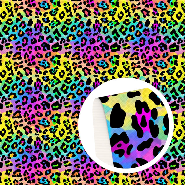 Rainbow Lisa Leopard Textured Liverpool/ Bullet Fabric FeeFiFauxLeather