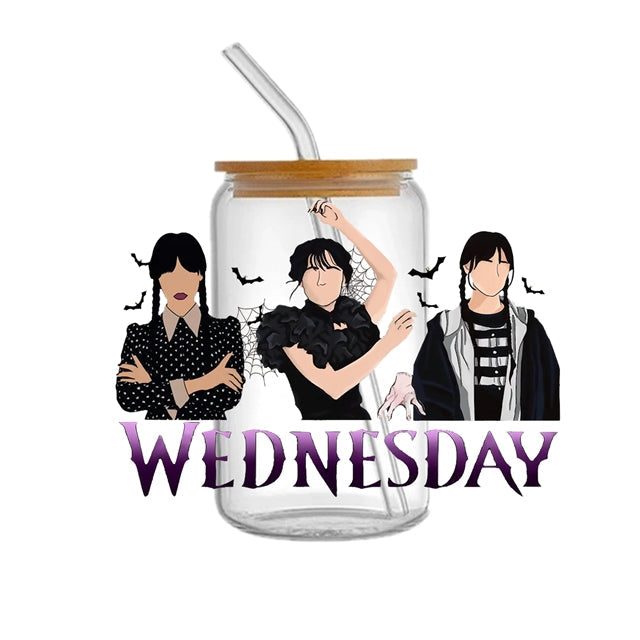 Wednesday Several Choices UV DTF Glass Can Wrap FeeFiFauxLeather