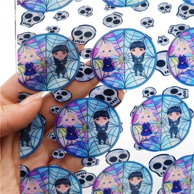 Wednesday Printed See Through Sheet  Clear Transparent Sheet FeeFiFauxLeather