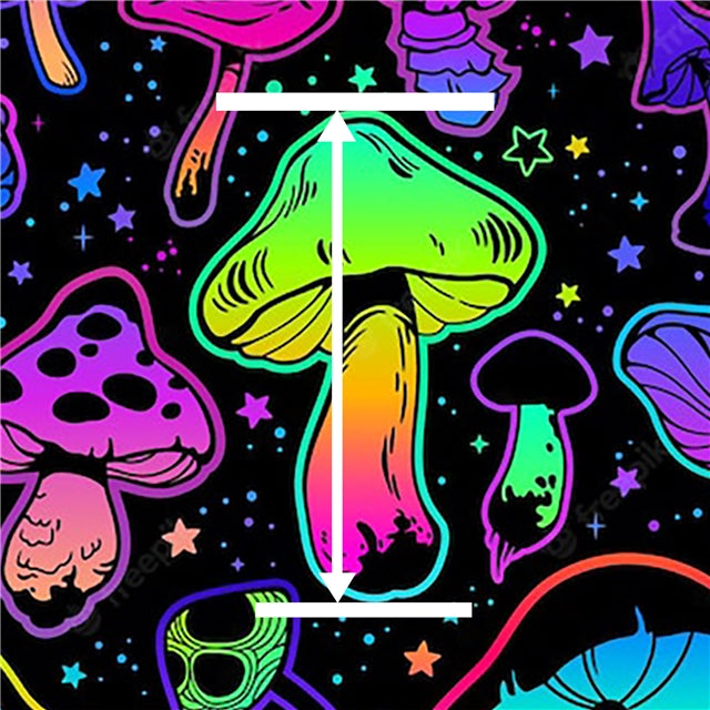 Colorful Mushrooms Litchi Printed Faux Leather Sheet FeeFiFauxLeather