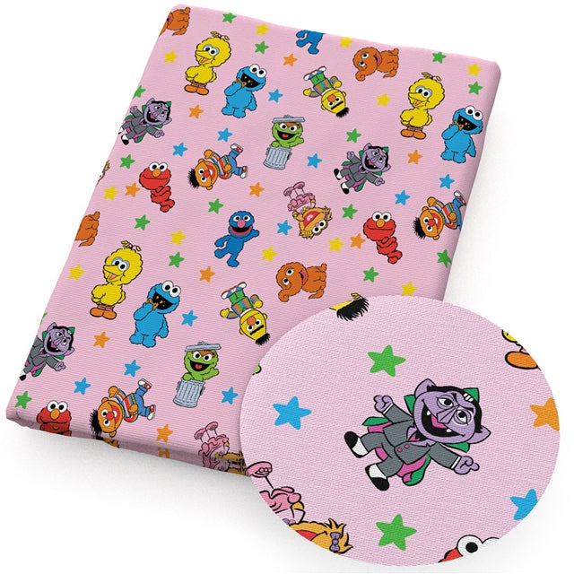Sesame Street Characters Textured Liverpool/ Bullet Fabric FeeFiFauxLeather