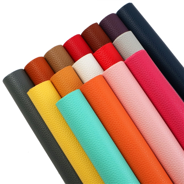 Solid Litchi Printed Faux Leather Sheet FeeFiFauxLeather