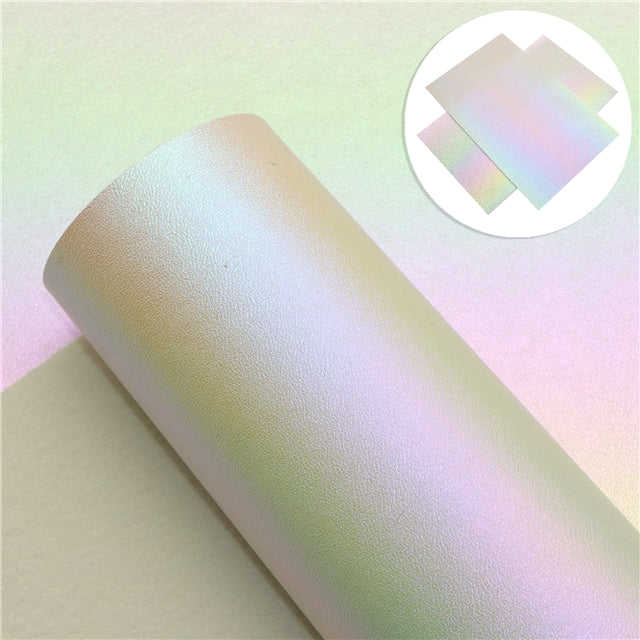 Pearl Holographic Printed Faux Leather Sheet with bright colors