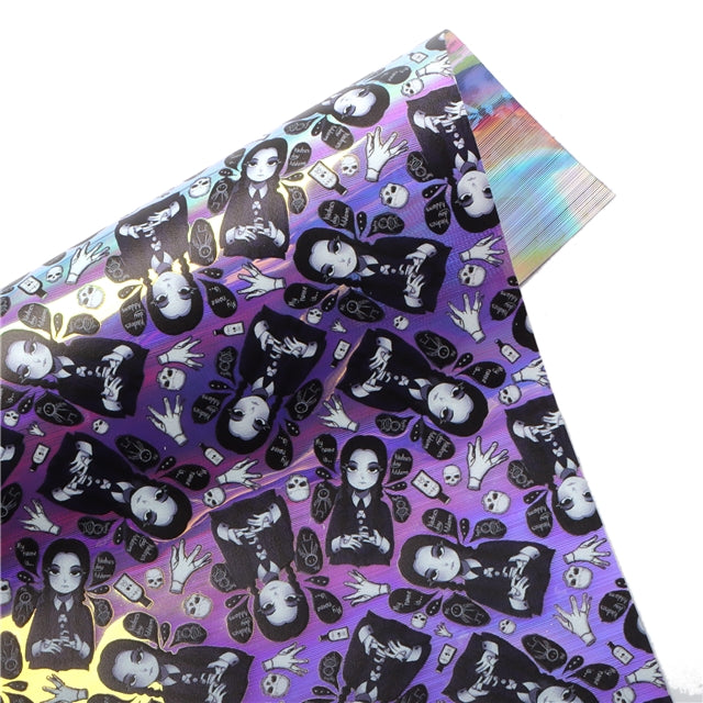 Wednesday Holographic Laser Print Sheet FeeFiFauxLeather