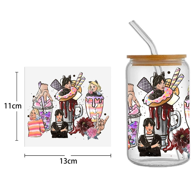 Wednesday Several Choices UV DTF Glass Can Wrap FeeFiFauxLeather