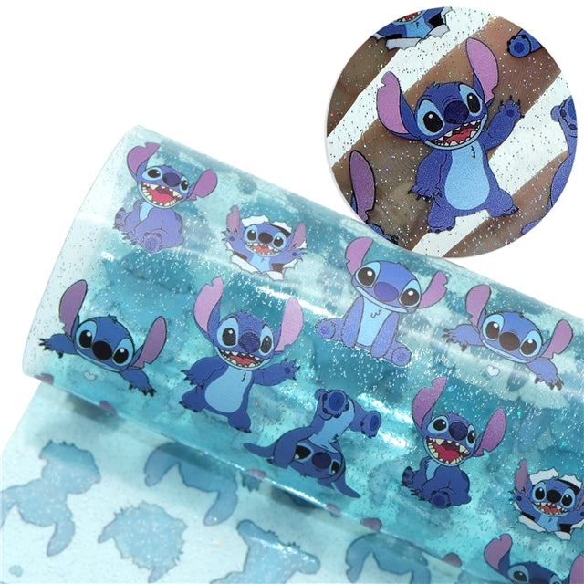 Blue Alien Printed See Through Vinyl ,Clear, Transparent Vinyl Sheet FeeFiFauxLeather