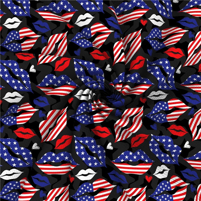 July the 4th Red, White, and Blue Textured Liverpool/ Bullet Fabric FeeFiFauxLeather
