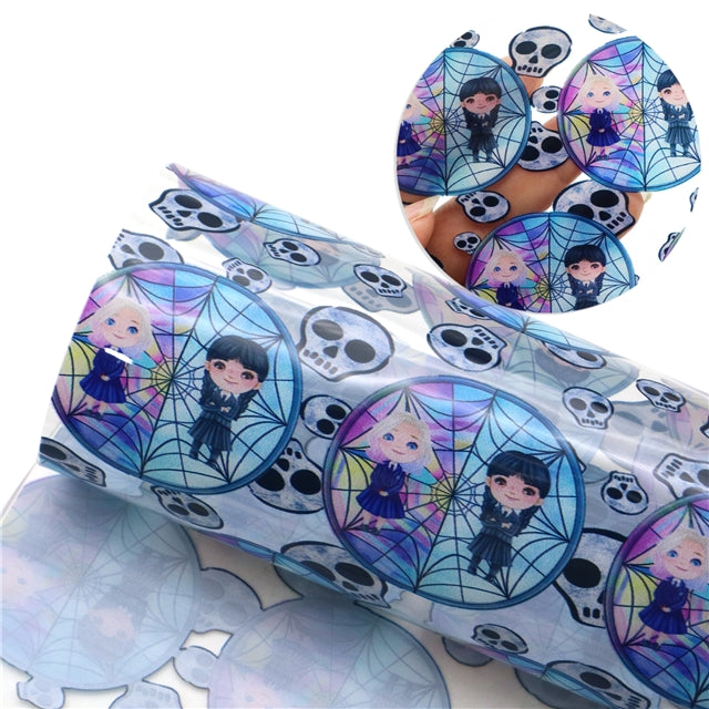 Wednesday Printed See Through Sheet  Clear Transparent Sheet FeeFiFauxLeather