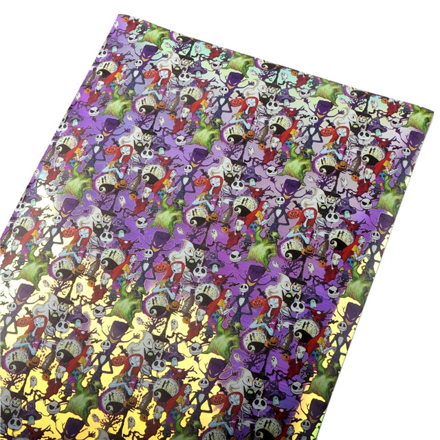 The Nightmare Before Christmas Holographic Laser Printed Sheet FeeFiFauxLeather
