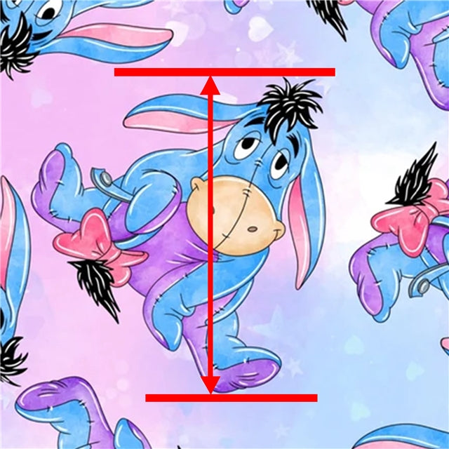 Eeyore Blue Donkey Litchi Printed Faux Leather Sheet FeeFiFauxLeather