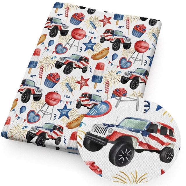 July 4th Jeep Party BBQ Textured Liverpool/ Bullet Fabric FeeFiFauxLeather