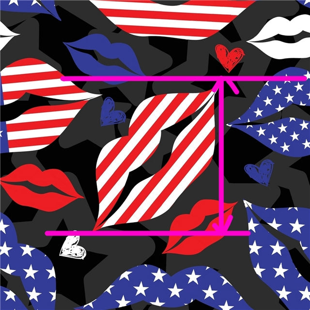 July the 4th Red, White and Blue Lips Litchi Printed Faux Leather Sheet Litchi has a pebble like feel with bright colors FeeFiFauxLeather