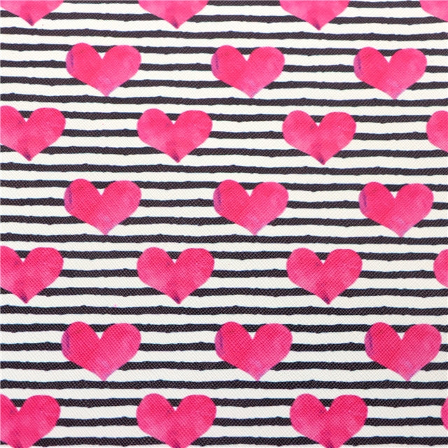 Hearts with Glitter Double Pattern Faux Leather Sheet FeeFiFauxLeather