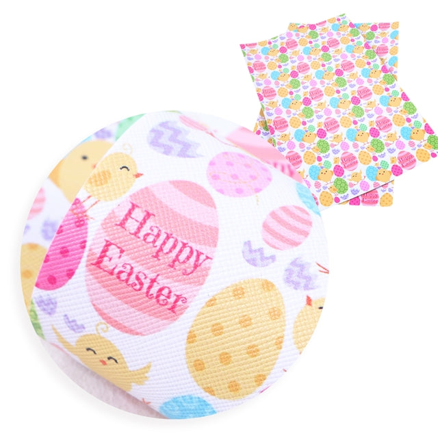 Easter Chicks Litchi Printed Faux Leather Sheet FeeFiFauxLeather